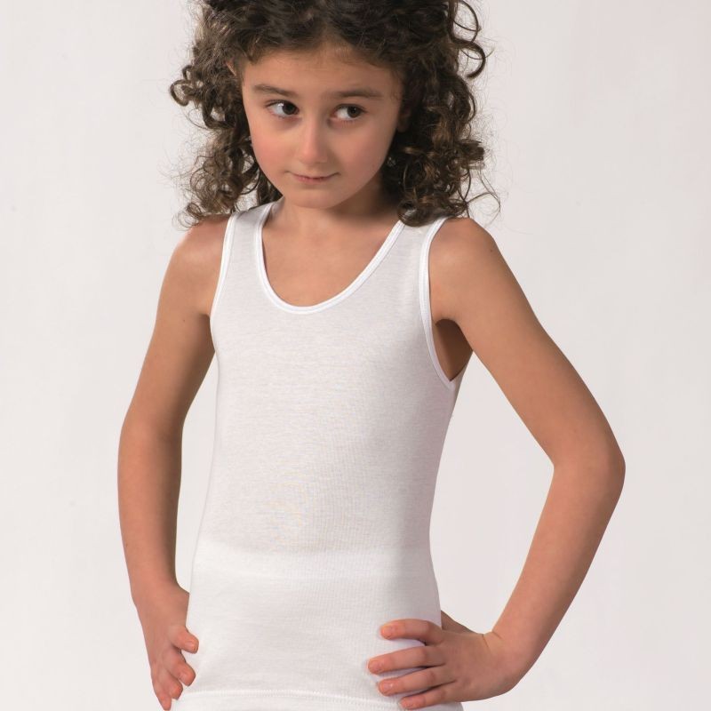 Canotte In Cotone Bimba Ellepi - Pack Da 3 Pezzi, Spalla Larga, Taglia 12 Anni, Colore Bianco