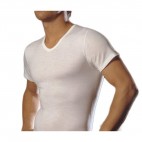 T-SHIRT SCOLLO V IN COTONE LANA